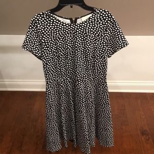 kate spade Black and White Polka Dot Short Sleeve Fit-and-Flare Dress